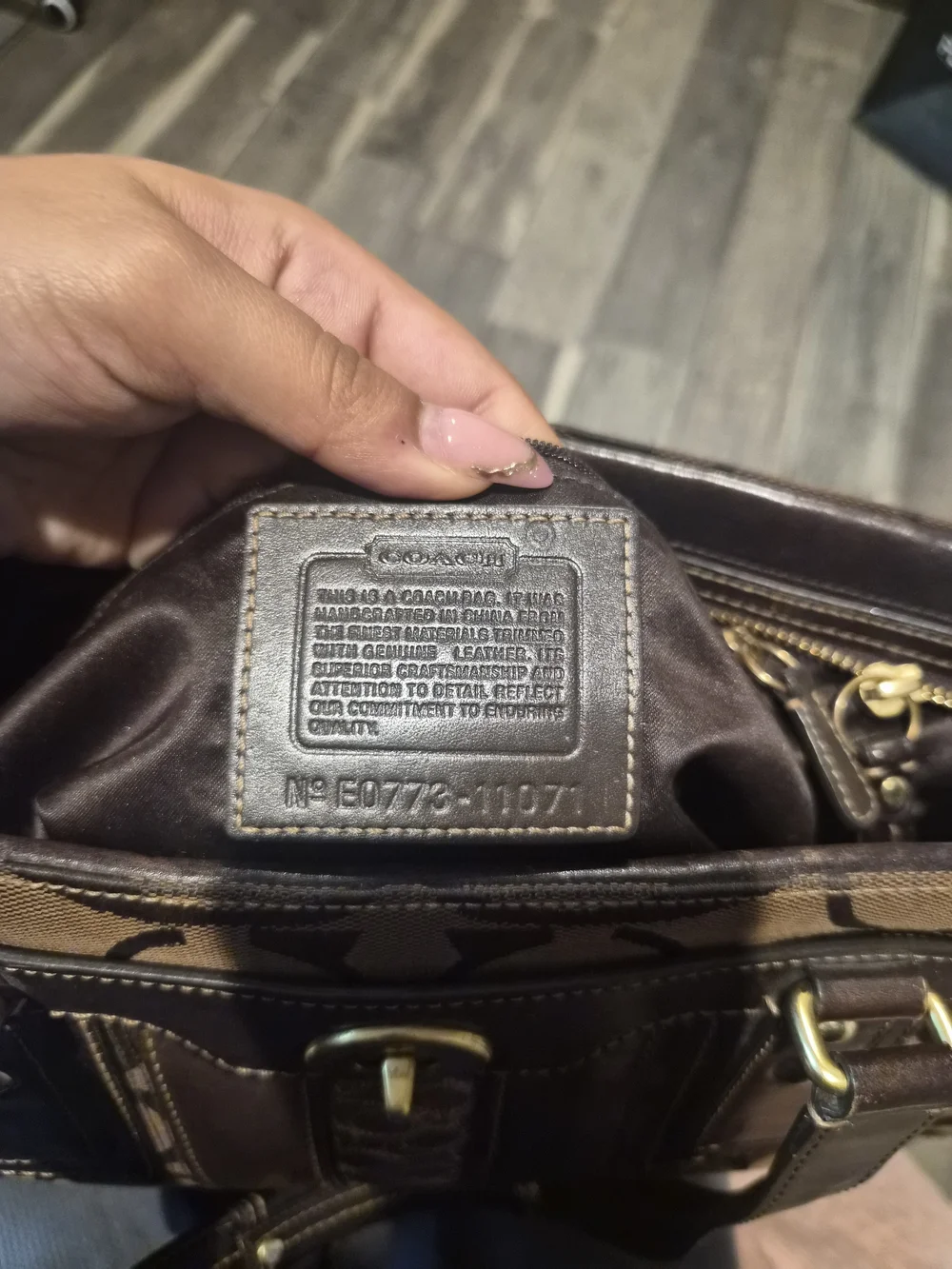Classic Brown COACH Signature-Pattern Shoulder Bag